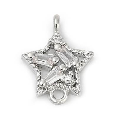 Brass Clear Cubic Zirconia Connector Charms LS-KK-Z094-03P-02-1
