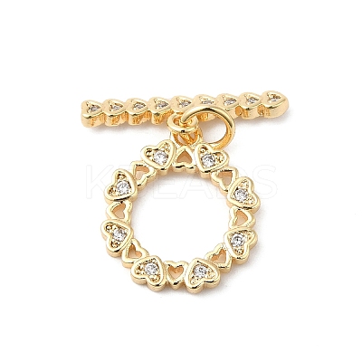 Brass Pave Clear Cubic Zirconia Toggle Clasps KK-P234-83G-1