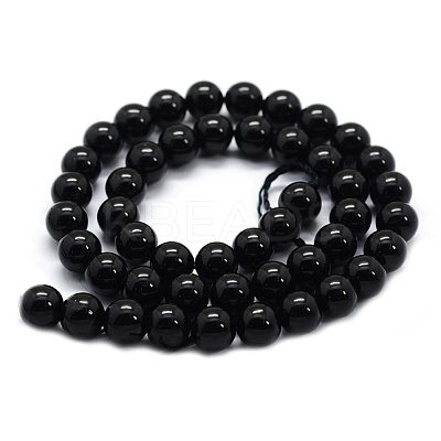 Natural Black Tourmaline Beads Strands G-G763-01-8mm-AB-1