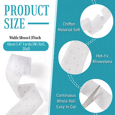 2Rolls Polyester Hot-fix Rhinestone Raw Edges Ribbon OCOR-TA0003-95H-1