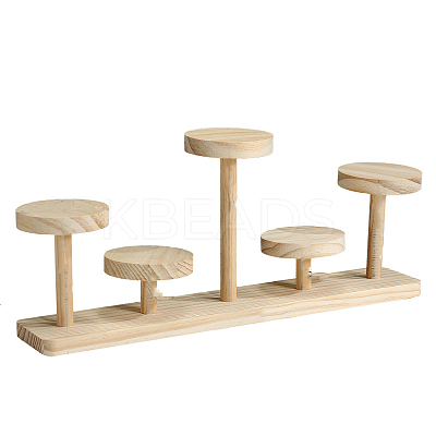 5-Slot Wood Round Tray Minifigures Display Risers PAAG-PW0017-05F-1