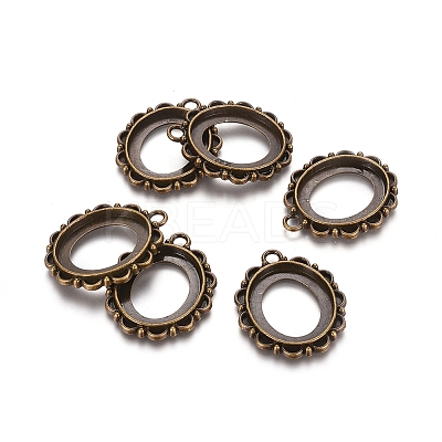 Tibetan Style Alloy Open Back Pendant Cabochons Settings EA416Y-AB-1