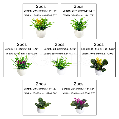 14Pcs 7 Styles Plastic Mini Bonsai Display Decorations DJEW-GA0001-11-1