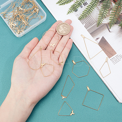 40Pcs 10 Style 304 Stainless Steel Wire Pendants STAS-UN0030-28-1