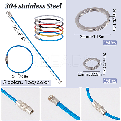 Stainless Steel Wire Keychain Clasps STAS-SC0009-43-1