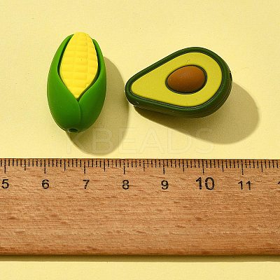 5Pcs 5 Styles Food Grade Eco-Friendly Silicone Focal Beads SIL-FS0001-03-1
