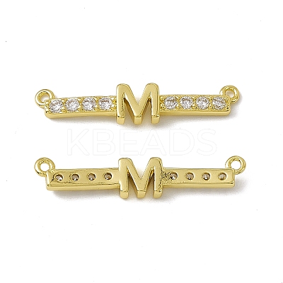 Rack Plating Brass Micro Pave Clear Cubic Zirconia Connector Charms KK-C007-37G-M-1