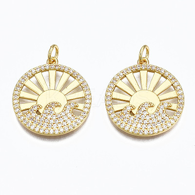 Brass Micro Pave Clear Cubic Zirconia Pendants X-ZIRC-N039-125-NF-1