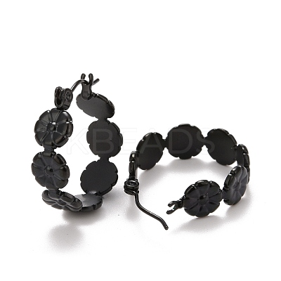 Flower 304 Stainless Steel Hoop Earrings for Women Ion Plating(IP) STAS-A057-15EB-1