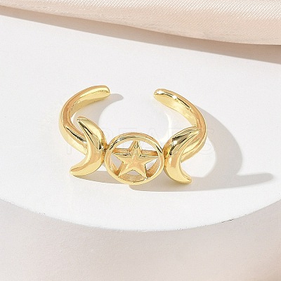 Brass Cuff Open Rings for Women RJEW-L343-10G-1