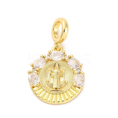 Brass Clear Cubic Zirconia European Dangle Pendants KK-D325-28G-03-1
