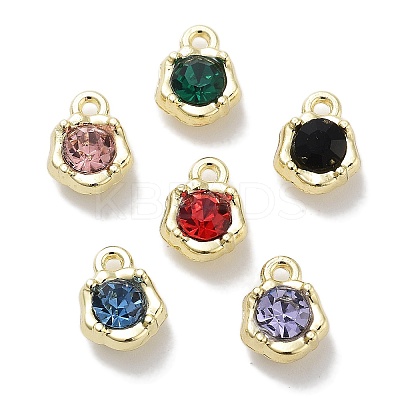 Rack Plating Alloy Rhinestone Charms PALLOY-F311-17G-1