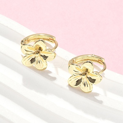 Flower Brass Hoop Earrings EJEW-Z102-01G-1