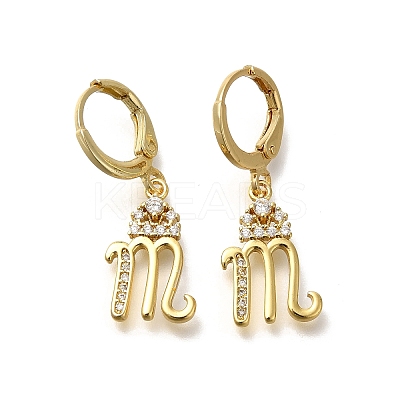 Brass Clear Cubic Zirconia Hoop Earrings EJEW-M045-01M-1