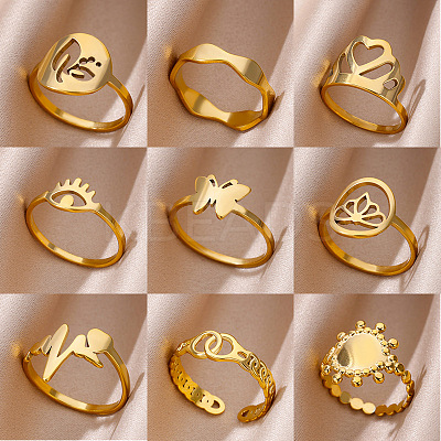Personality Special-Interest 304 Stainless Steel Finger Rings for Women FS-WG32BFC-04-1
