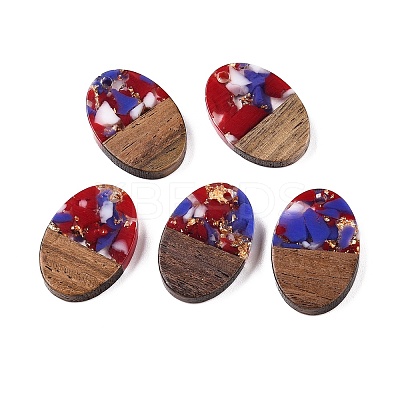 Transparent Resin and Walnut Wood Pendants RESI-T057-04F-1