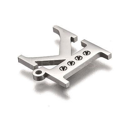 Non-Tarnish 304 Stainless Steel Letter Pendant Rhinestone Settings STAS-Y006-61P-K-1