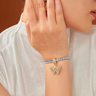 Fashionable Brass Micro Pave Clear Cubic Zirconia Charm Bracelets AF9298-23-1