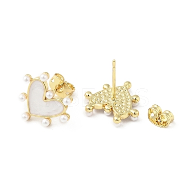 Rack Plating Brass Enamel Stud Earrings for Women EJEW-G311-02G-1