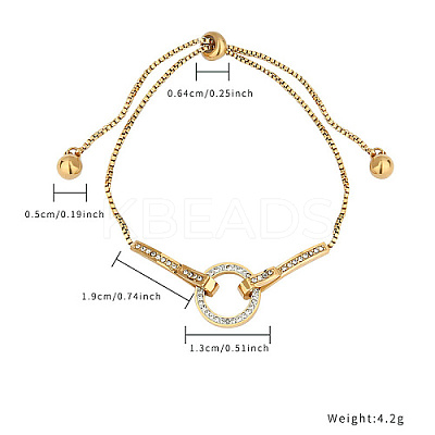Cubic Zirconia Ring Link Slider Bracelet with Stainless Steel Box Chains OU1431-3-1