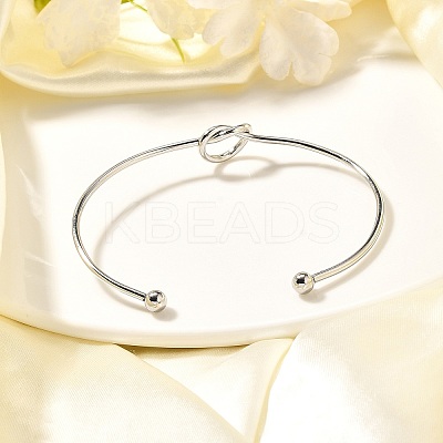Non-Tarnish Knot Shape Cuff Bangle LS-BJEW-N013-007-1
