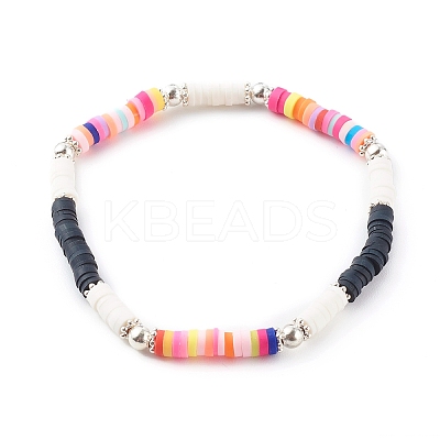 Handmade Polymer Clay Heishi Beaded Stretch Bracelets BJEW-JB06146-05-1