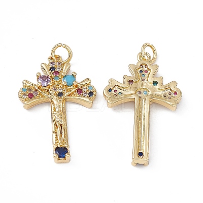 Brass Colorful Cubic Zirconia Pendants KK-E068-VA026-2-1