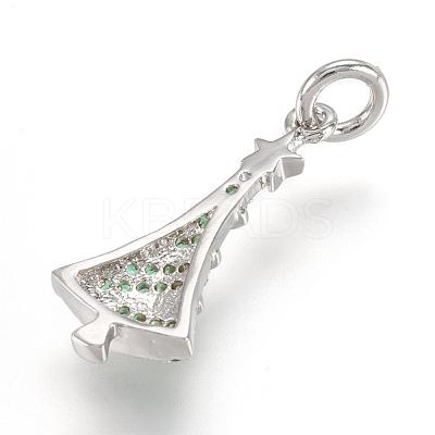Brass Micro Pave Cubic Zirconia Pendants ZIRC-G107-15P-1