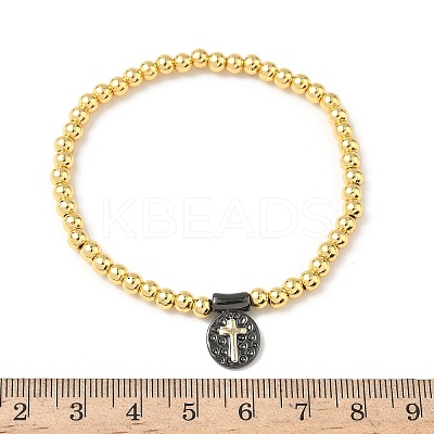 Brass Oval Charms Bracelets BJEW-B148-03B-04-1