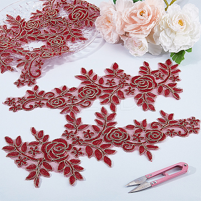 Flower Polyester Embroidery Lace Appliques DIY-WH20011-03E-1