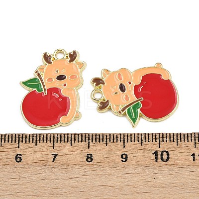 Christmas Deer Theme Alloy Enamel Pendants ENAM-D304-01E-G-1