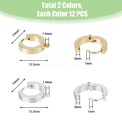 24Pcs 2 Colors 201 Stainless Steel Huggie Hoop Earrings Findings STAS-DC0015-46-1
