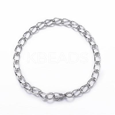 Tarnish Resistant 304 Stainless Steel Curb Chain Bracelets BJEW-P064-28P-1