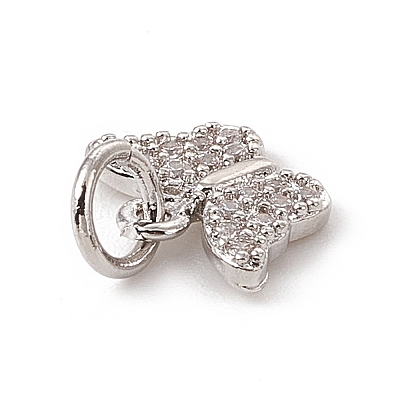 Brass Micro Pave Clear Cubic Zirconia Butterfly Charms ZIRC-F132-43P-1