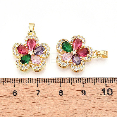 Brass Micro Pave Cubic Zirconia Pendants KK-N257-34G-1