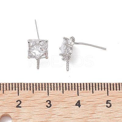 Brass Micro Pave Cubic Zirconia Studs Earrings Findings KK-K360-29P-1