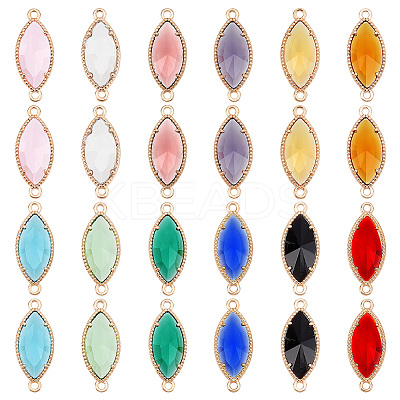 24Pcs 12 Colors Glass Connector Charms GLAA-GA0001-28-1