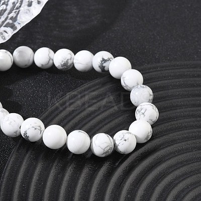 Natural Howlite Round Beaded Stretch Bracelets GG-CBA12F1-02A-10-1