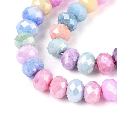Anti-Tarnish Electroplate Rondelle Glass Beads Strands X-EGLA-T021-8mm-17-01-1