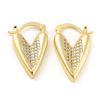 Brass Micro Pave Clear Cubic Zirconia Hoop Earrings EJEW-Q785-03G-1