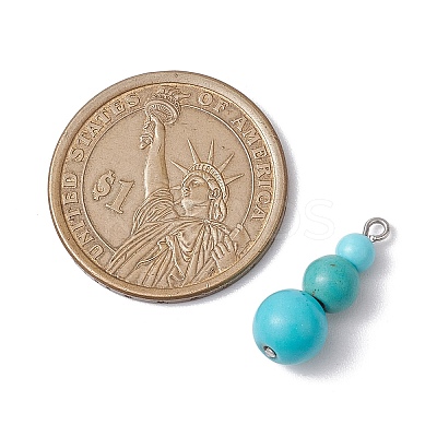 Synthetic Turquoise Dyed Round Beaded Pendants PALLOY-JF02867-11-1