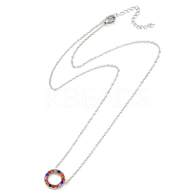 Ring 304 Stainless Steel Colorful Rhinestone Pendant Necklaces & Bracelets & Stud Earrings Sets for Women SJEW-C004-09P-02-1
