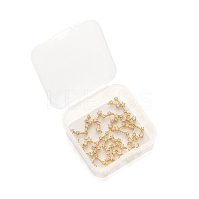12Pcs 12 Style Brass Micro Clear Cubic Zirconia Pendants ZIRC-LS0001-02G-1