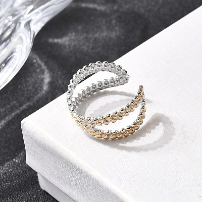 Adjustable 304 Stainless Steel Cuff Rings for Women RJEW-B150-01GP-10-1