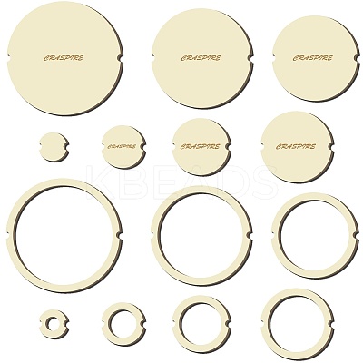14Pcs 14 Style Wood Hoop Rings Macrame for DIY Craft Making DIY-WH0545-006-1