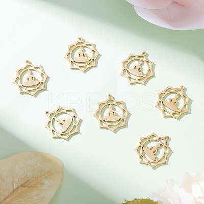 10Pcs Chakra 304 Stainless Steel Pendants STAS-BBC0001-24-1
