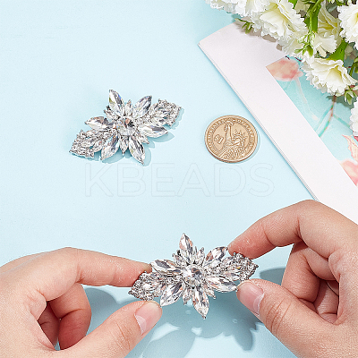 1Pc Flower Alloy with Glass Detachable Shoe Buckel Clips AJEW-AN0007-18-1