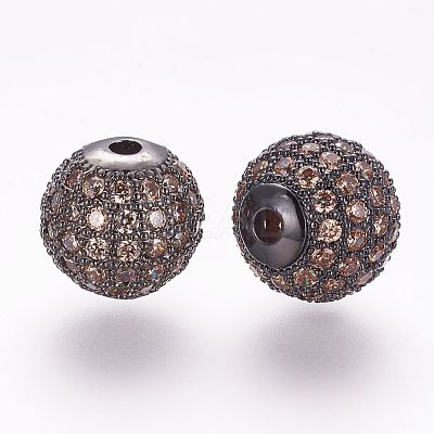 Brass Micro Pave Cubic Zirconia Beads ZIRC-G092-23B-08-1