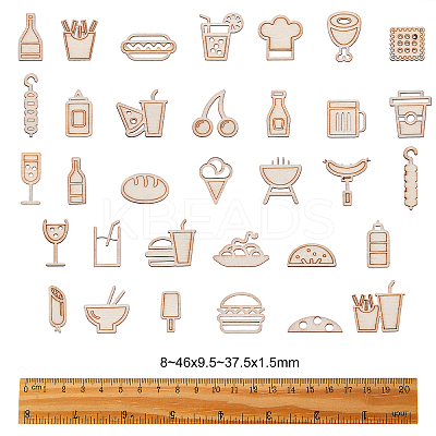 Wooden Cabochons WOOD-CJ0001-34-1