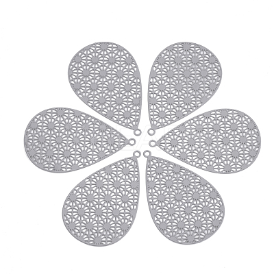 430 Stainless Steel Filigree Pendants STAS-S108-25A-01-1